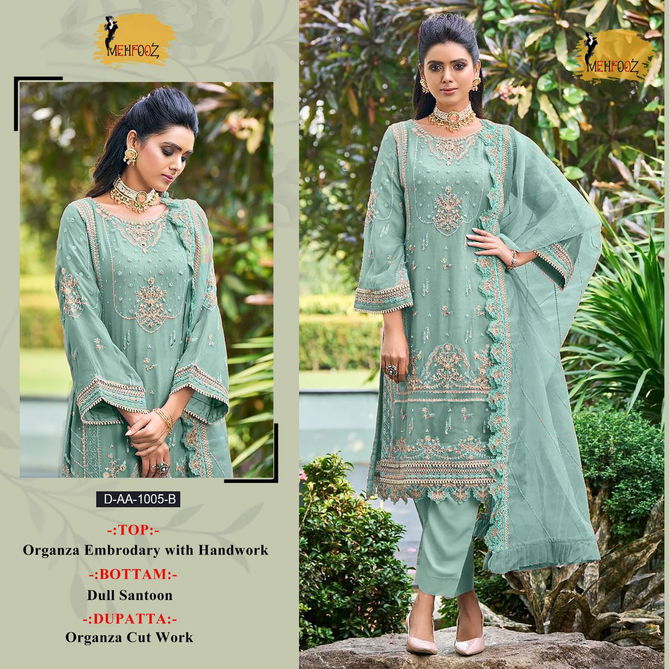 AA 1005 Mehfooz Embroidery Pakistani Suits Catalog